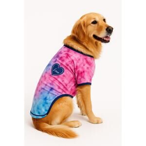 Ellen DeGeneres Tie-Dye Dog Shirt Pink & Blue with Heart Detail
